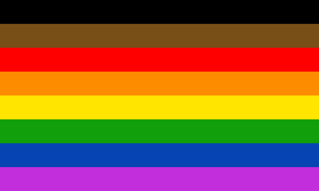 A common variant of the community flag is the POC Inclusive Flag. Obviously, the original flag is meant to encompass them as well, but after some prominent racism in the community this flag was flown in solidarity with POC who are LGBTQ+.
