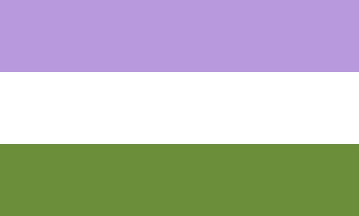 Similarly, the Genderqueer Flag is a broad term, encompassing all people who are "neither man nor woman, possibly a mix of genders, possibly fluid".