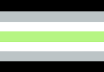 To conclude the gender identity group we have the Agender Flag. As you may have guessed, agender people do not identify with any gender.