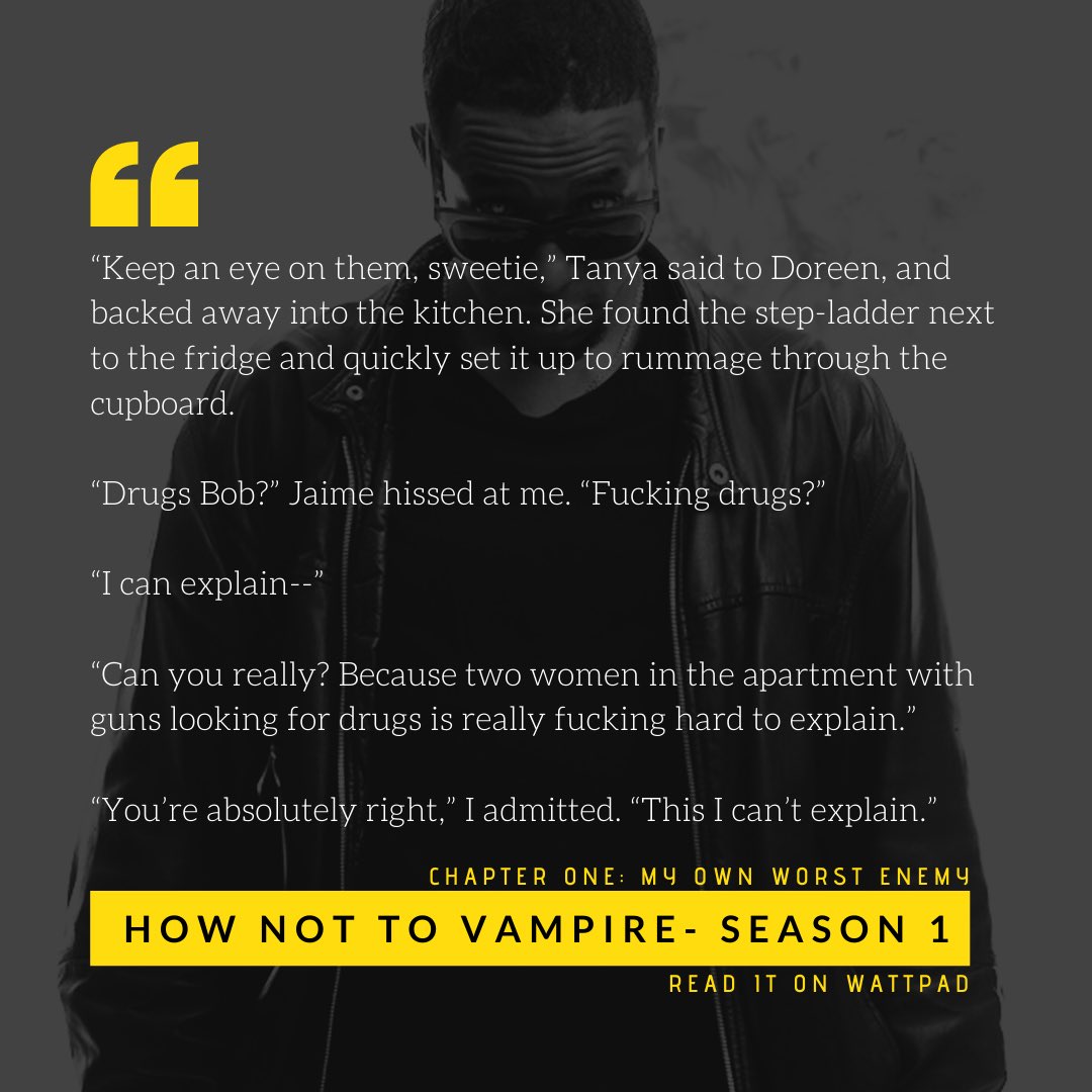 iamrodneyvsmith's tweet photo. Chapter 1 of HOW NOT TO VAMPIRE is live! The shenanigans are real with Bob and friends. A new #infinitestory only on @wattpad #writingwhileblack #writingcommunity #vampires #wattpadstars #Wattpad https://t.co/xPvtbGVj8Z https://t.co/muPQmS4krB
