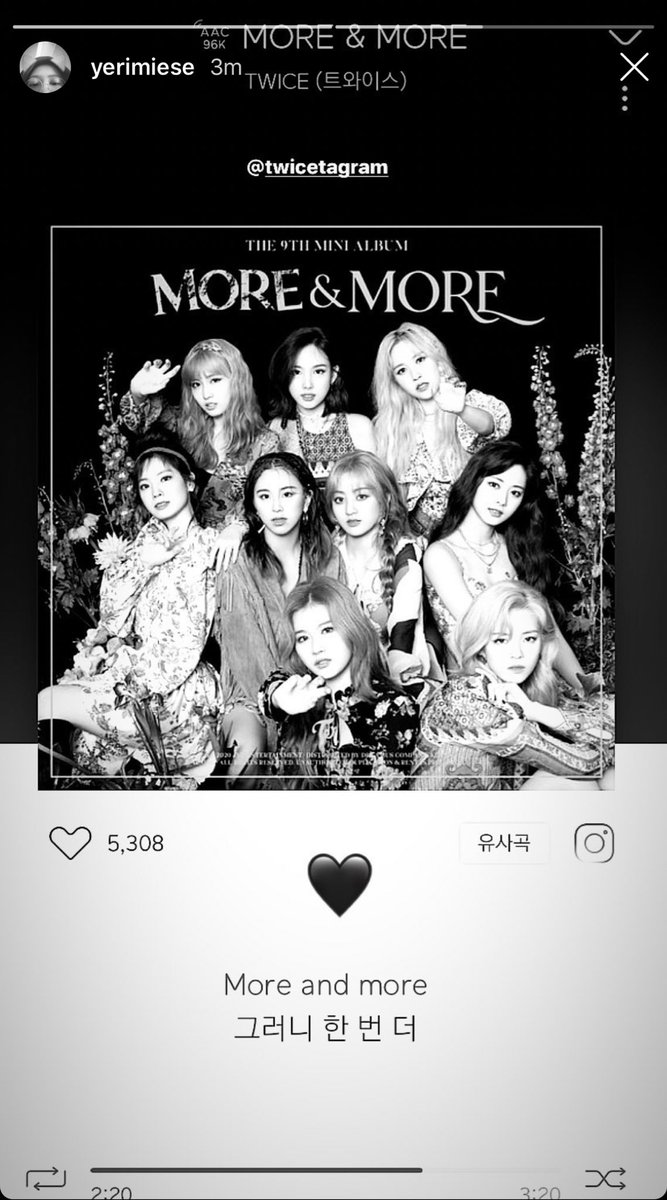 misayeon's tweet image. RV Yeri posted TWICE's More &amp;amp; More on her instagram story just now 🥰 @JYPETWICE
