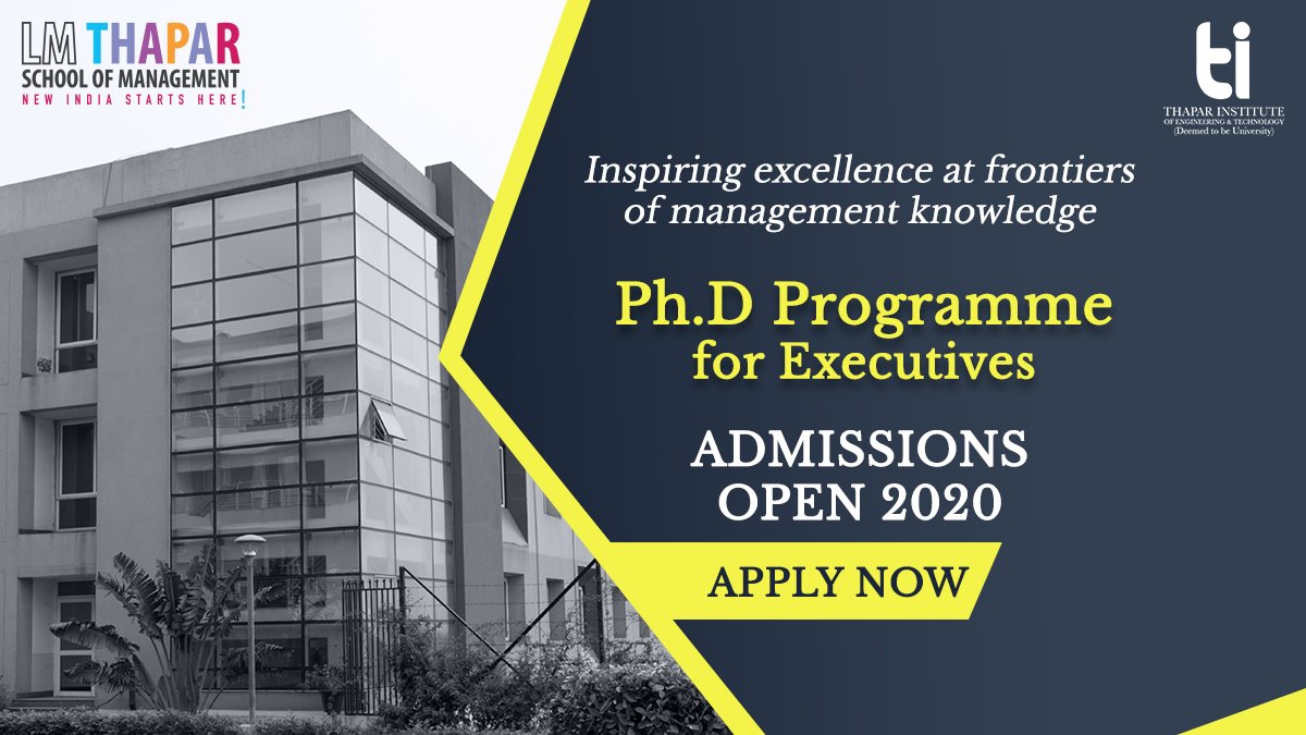 TSM_TU's tweet image. Thinking of taking your #managementknowledge to the next level?
#LMThapar School of Management, well-renowned for business management offers a leading edge, research intensive #PhDprogramme. 

#LMTSM #ThaparAdmissions