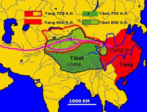 After death of its founder, Tibetan Empire became rival of Tang Dynasty. Tibetan and Tang armies fought from Gilgit Baltistan to Tarim Basin in present day  #Xinjiang