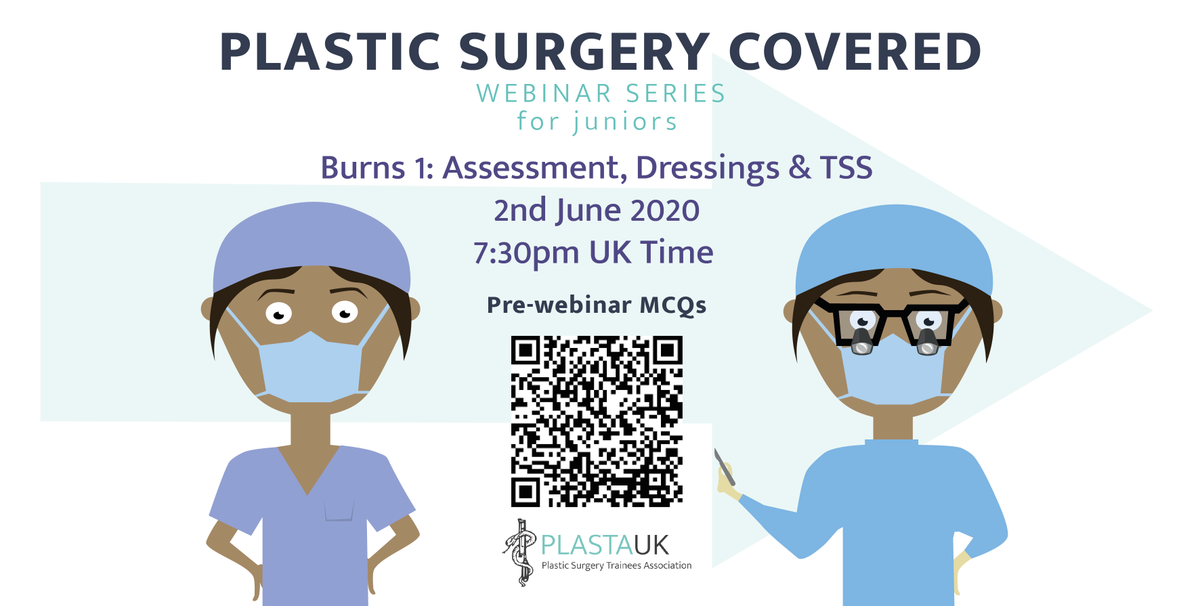PLASTAUK's tweet photo. 🤠 Junior trainees, foundation docs, students and anybody else interested - #PlasticSurgeryCovered is back tomorrow - join us 2nd June 2020 at 7:30pm on Zoom!

☑️ We've got some pre-webinar MCQs for you too: https://t.co/SsI9ZEBsHy

📝 Sign up here: https://t.co/YA6OtzQaL7 https://t.co/twralHTwG9