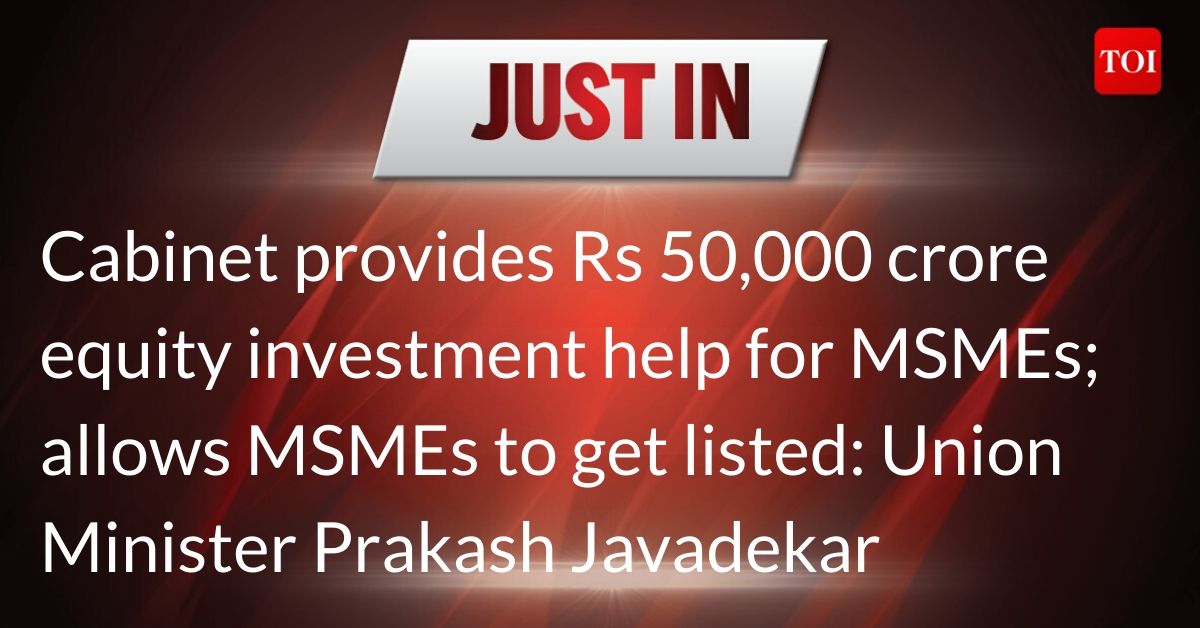 Rs 50,000 crore equity investment of MSMEs: Union Minister  @PrakashJavdekar Live Updates:  http://toi.in/BVj8qb 