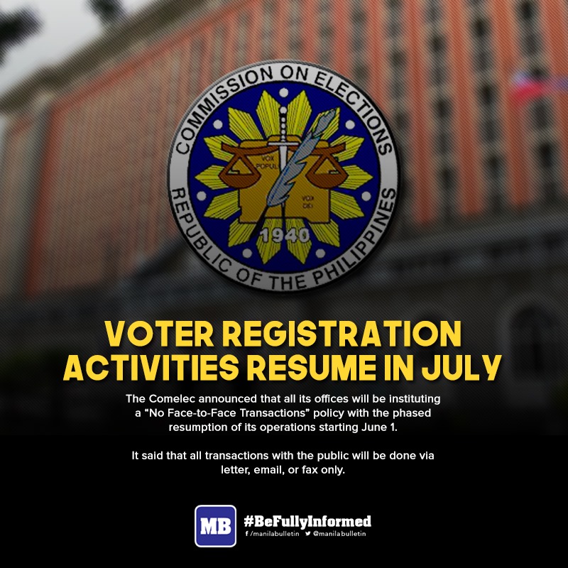 Voter registration activities resume in July 

READ: news.mb.com.ph/2020/06/01/vot…