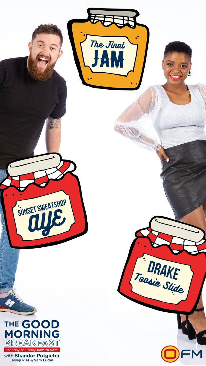 OFMNuus's tweet photo. Vote for #TheFinalJam 

Do you want @SunsetSweatshop or @Drake? Send your voice note through on Telegram 084 222 9497

#GoodMorningsOFM #OFM #soyl #TheSoundOfYourLife https://t.co/naj9akHJZQ