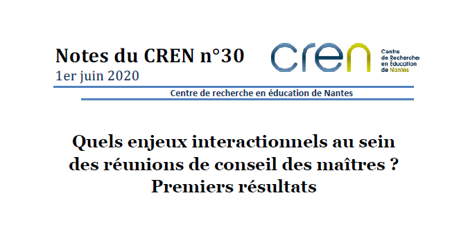 CREN_EA2661's tweet photo. [Note du CREN]
« Quels enjeux interactionnels au sein
des réunions de conseil des maîtres ?
Premiers résultats » par Youssef Khalfaoui, Isabelle Vinatier, Samira Hadji et Grégory Munoz.
➕ https://t.co/pHD1fMPSGK
@UFR_LL_Nantes @UnivNantes https://t.co/DpSSkEE7ut