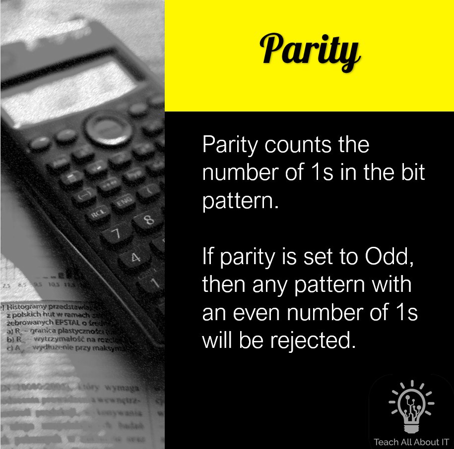 TeachAllAboutIT's tweet image. Did you know? - There are two types of parity bits: even parity bit and odd parity bit

Your daily IG &amp;amp; Twitter #CompSciSnack 
if you&apos;d like to learn more check out TeachAllAboutIT.school

#GCSECompSci #ComputerScience #Revision #computing #EduTech