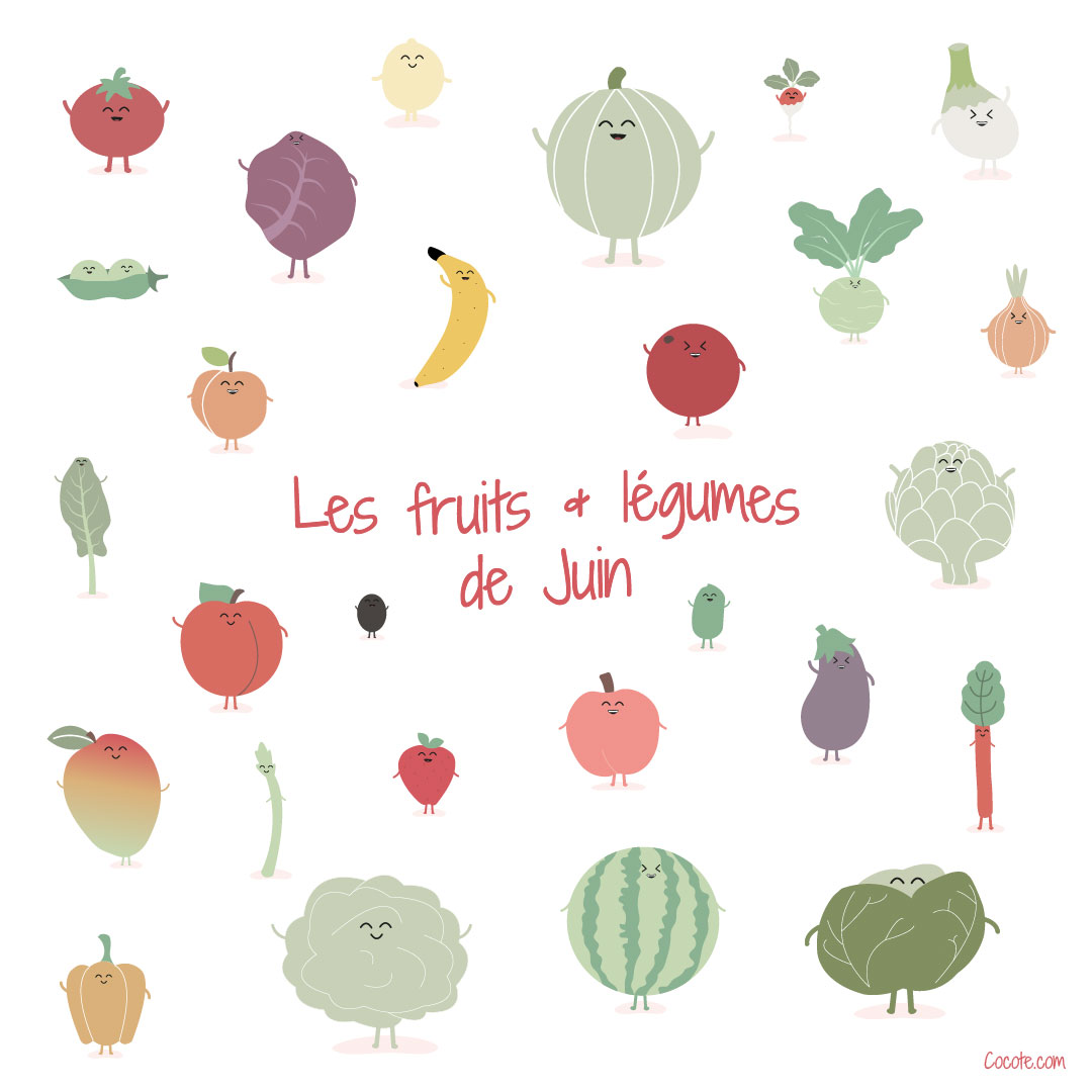 Les fruits & légumes de Juin 🍑🍋🍌 Découvre la liste des fruits & légumes de saison sur le blog de Cocote ➡️ blog.cocote.com/fr/les-fruits-…