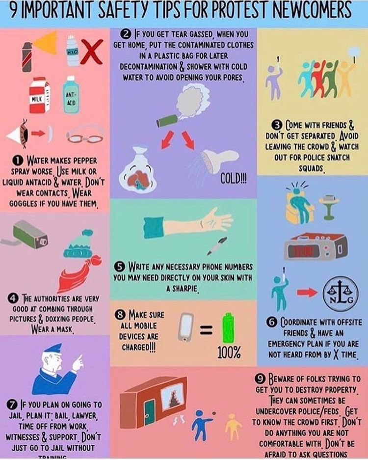 there are many good infographics and tips online for protest safety and preparation. we will try to compile as many as we can in this thread.