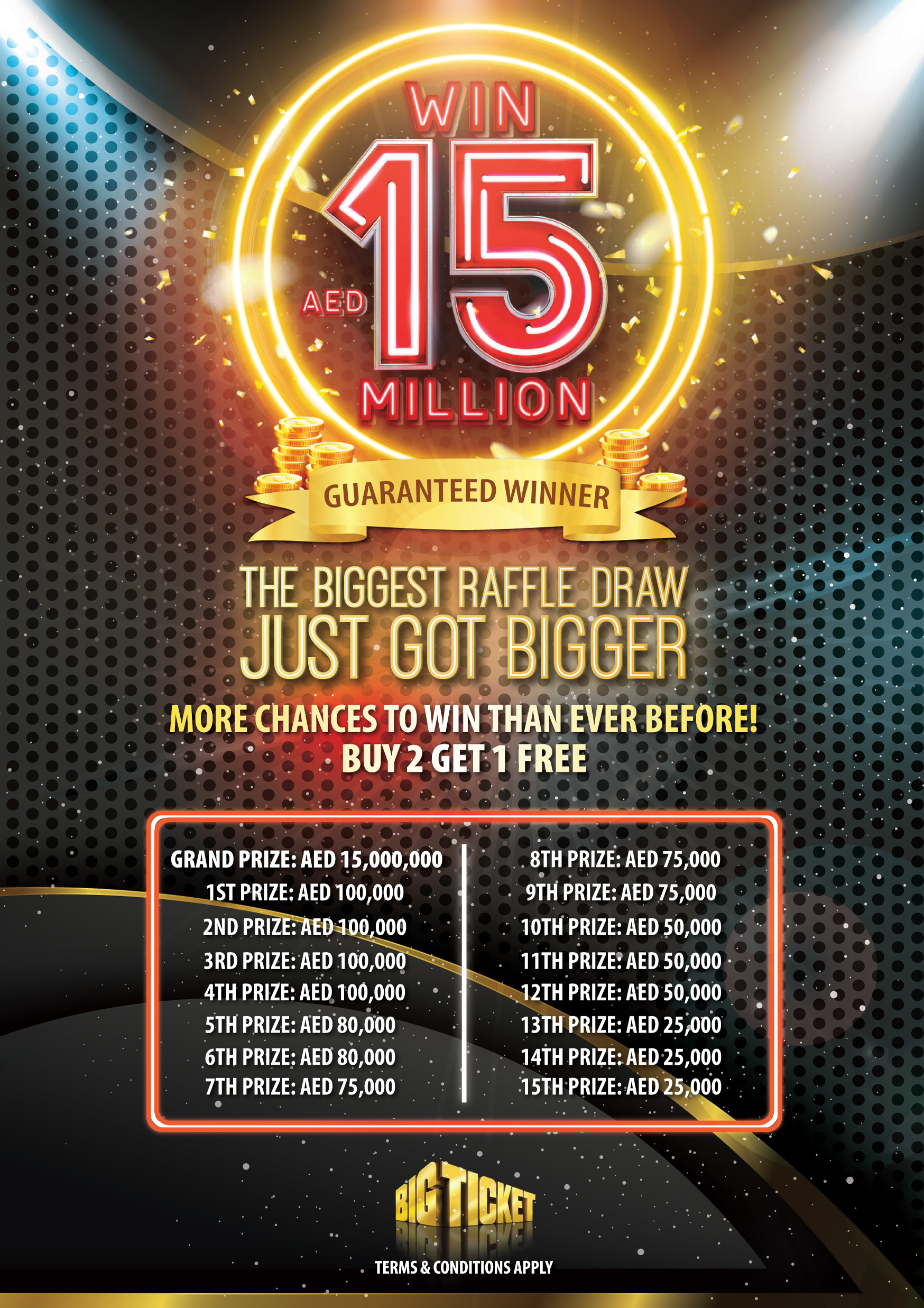 Big Ticket Abu Dhabi The Biggest Raffle Draw Just Got Bigger Get A Chance To Win 15 Million Grand Prize And Other 15 Bigger Prizes Buy Your Ticket Now At