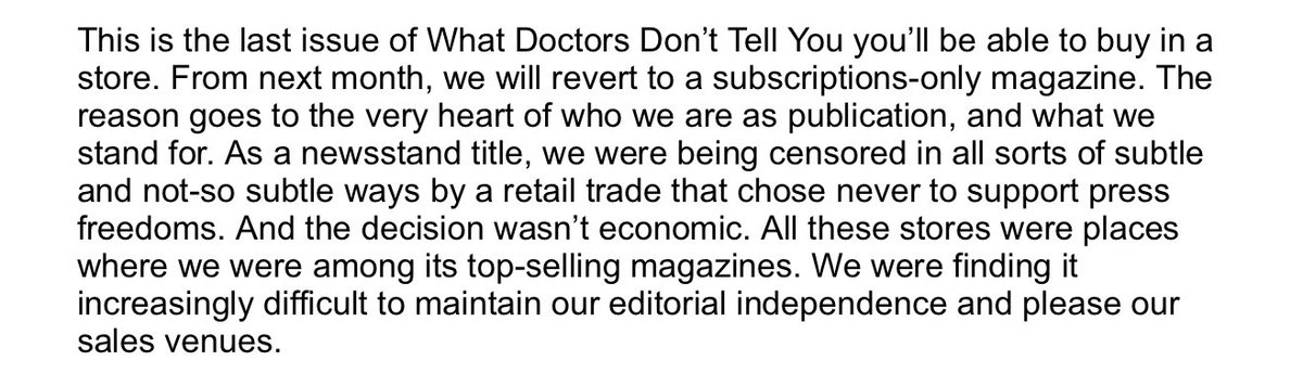 lornafhalliday's tweet photo. Very pleased to learn that #wddty is no longer going to be available in UK newsstands. @MrMMarsh @LauraThomason_
Thank you @sainsburys @waitrose @Tesco @asda for doing the right thing. https://t.co/5dWDx4YkBH