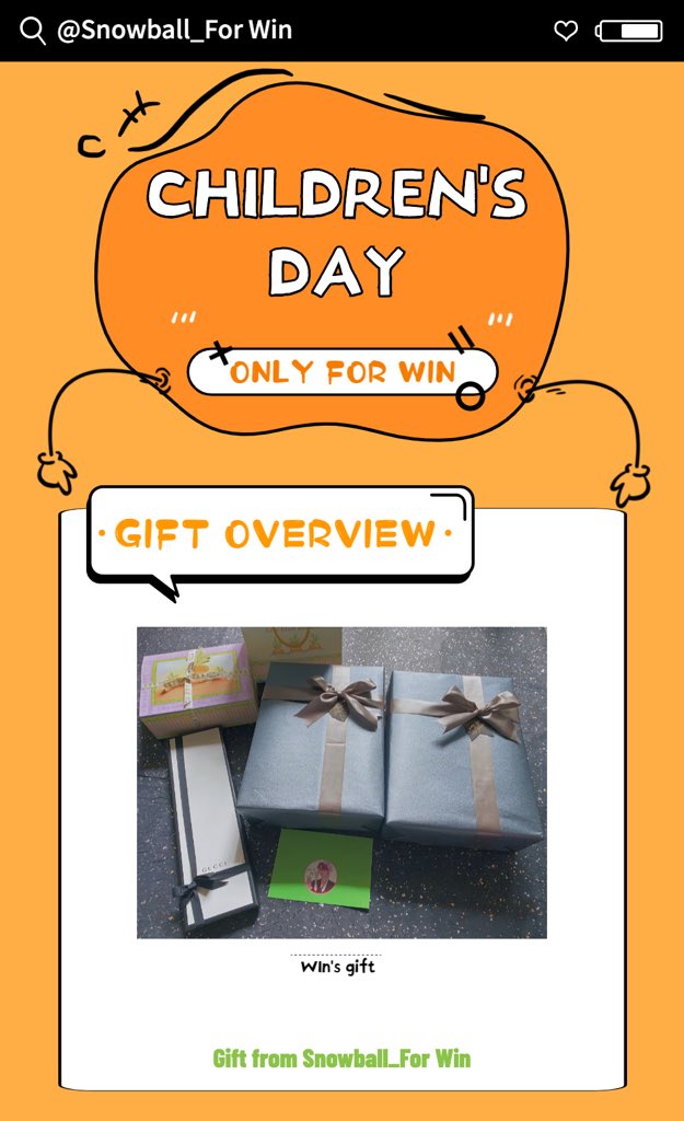 Snowball_ForWin's tweet photo. “SWEET CHILDREN'S DAY”
🎁Gift to bunny Win🐰

1⃣️Gucci necktie
2⃣️T-Shirt from Korea band*5
3⃣️Bunny toys*2
4⃣️Snack Case
5⃣️Candy bouquet
From Snowball_For Win
#winmetawin
#snowballpower https://t.co/KL2b8nUH6h
