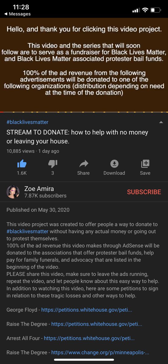 cherryxtam's tweet photo. if you don’t have the funds to donate, click this link to stream a youtube video to donate! 
https://t.co/OHLcuhai0z
#BlackLivesMatter https://t.co/xy14qJfAvE