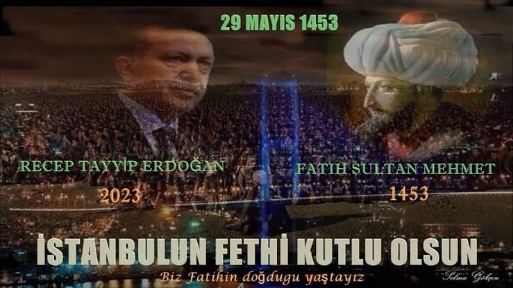 @__Eliif___ @_Errturk @Alparslan_1966 @Asmin__34 @arslmelikk @Nazen__nin @ztrkAli5 @InadRte Ey mutlu ışık beldesi,İslamin nuruyla yıkansın,Her türlü hiyanet dolu tarihi Bizansın! 
Artık savaşın hüsnüne hayranlık içindir, Artık zaferin insanlık içindir Füsununla, gururunla,nazinla Endamını sarmakta ipek tüllü karanlık,Türkün güzel İstanbulu mesut uyu artık!