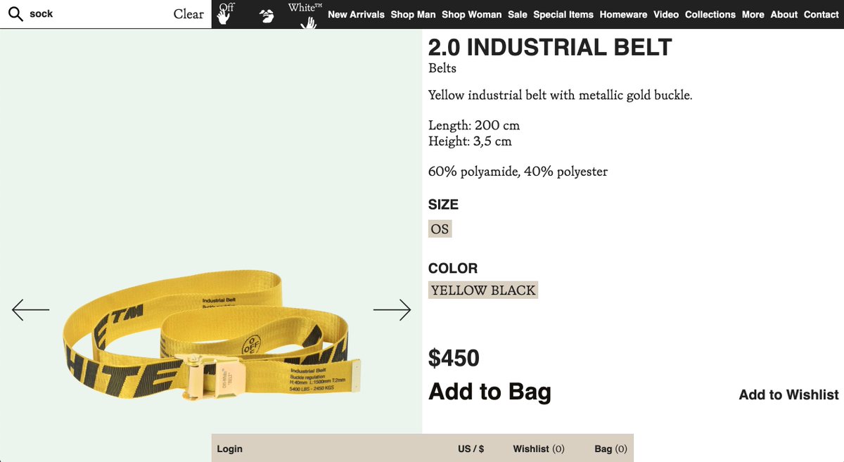 dieworkwear's tweet photo. people should donate whatever they want, but man ... virgil abloh really just donated 11% of one off-white belt https://t.co/UCmHLxJh0A