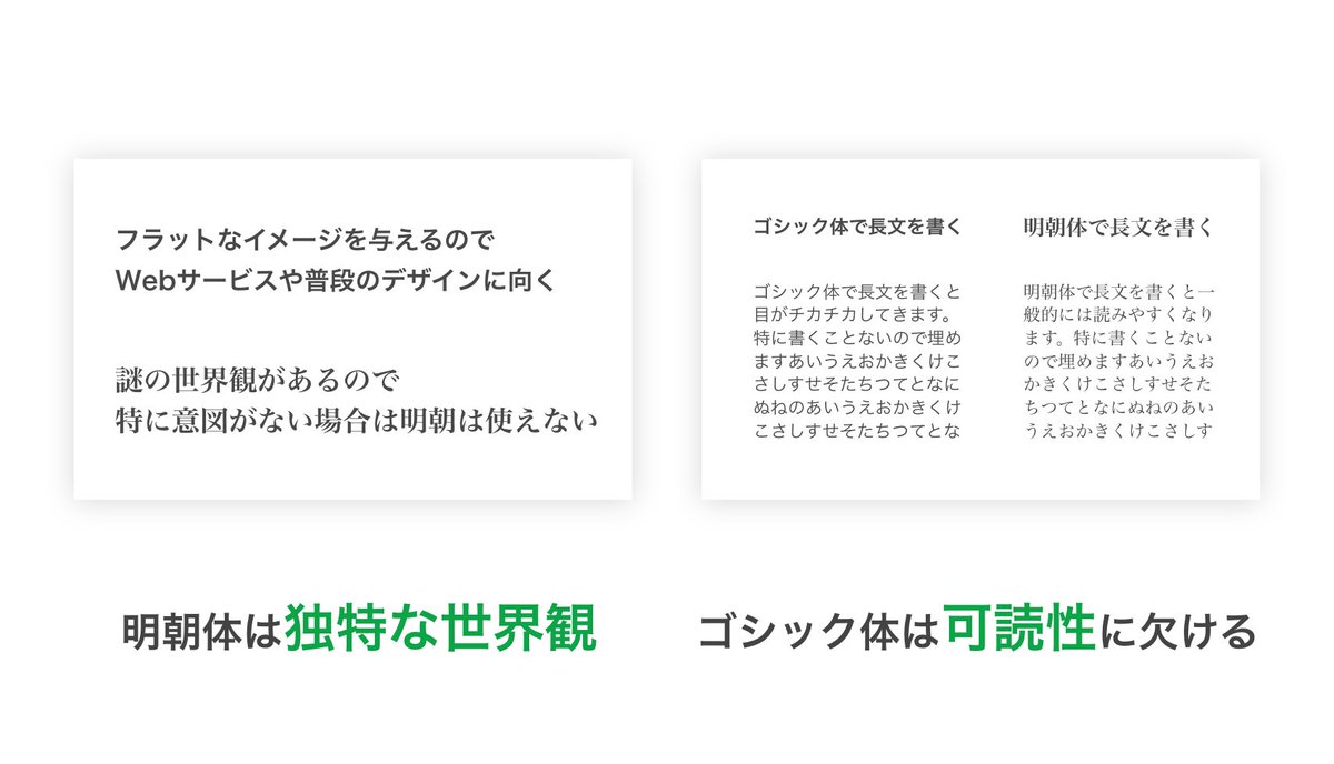 ゴシック体と明朝体が持つ強みと弱みや 使い分けのコツをまとめたツイートに スッキリした 勉強になる その他フォント談議に発展 Togetter