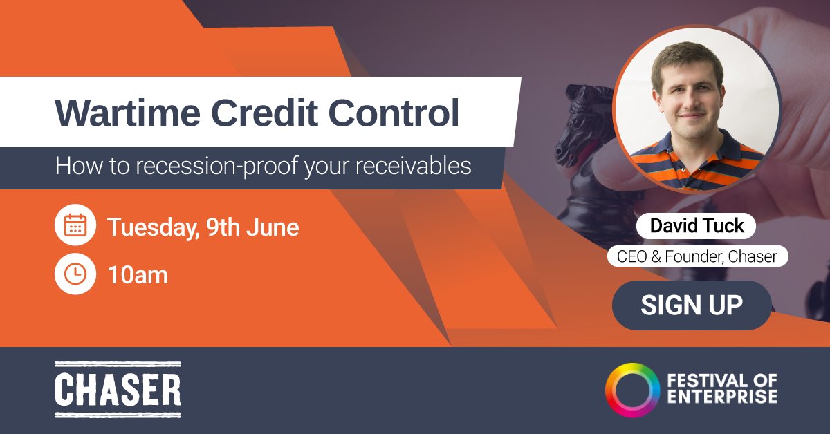 Ensure your business can #BounceBack after Covid-19, with essential credit control advice from <a href="/chaser_david/">David dream chaser</a> in his webinar with <a href="/EnterpriseExpos/">Festival of Enterprise</a> 📈💡 hubs.ly/H0qRD-10

#FestivalofEnterprise #RecessionProof #BusinessSupport #Entrepreneur #SME