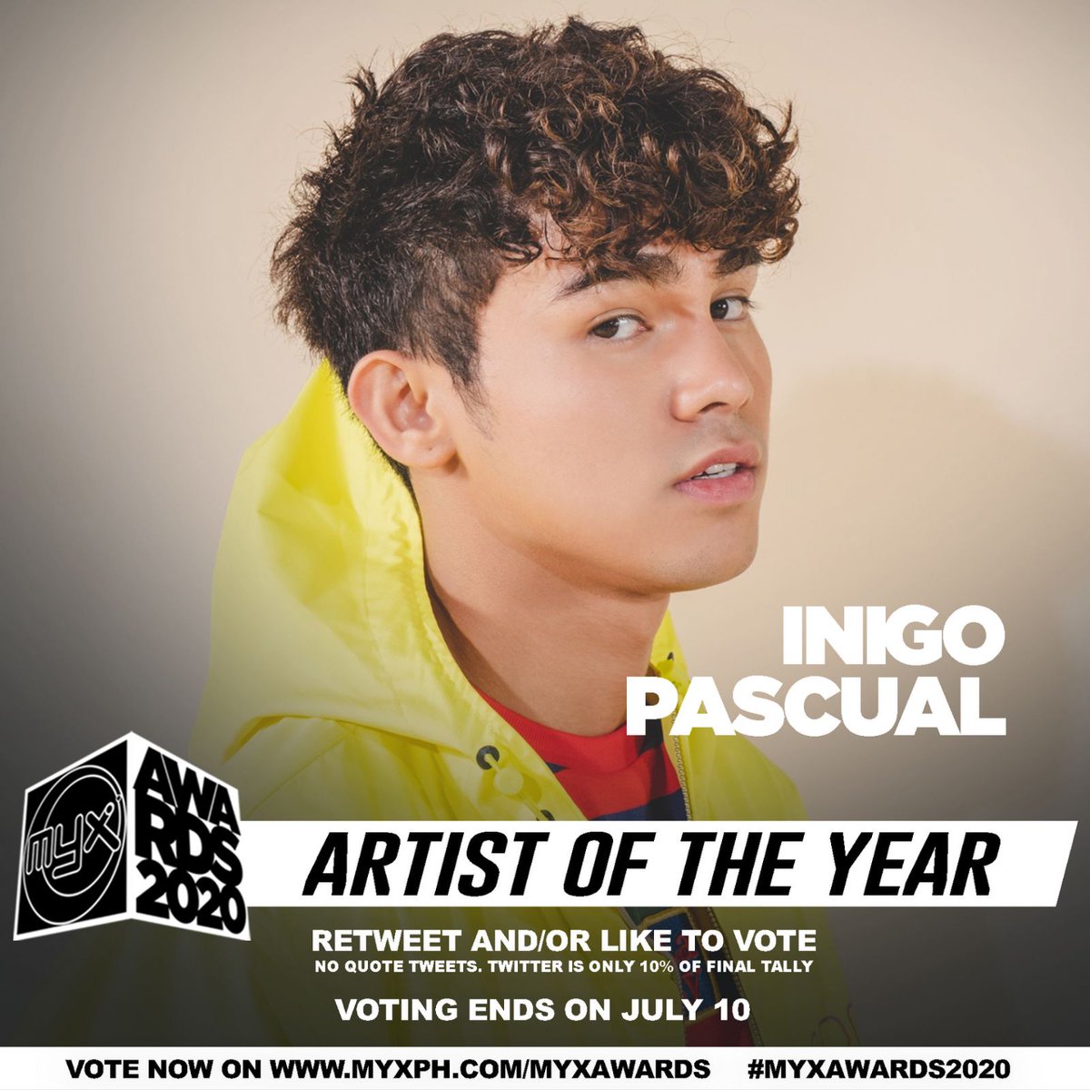 myxglobal's tweet photo. ❗️RETWEET AND/OR LIKE TO VOTE❗️

@InigoDPascual
Artist of the Year
#MYXAwards2020

📌 Quote Tweets DO NOT count
📌 Voting ends on July 10
📌 Twitter is only 10% of final tally

https://t.co/Sz5yFbZyVe https://t.co/YTTiGWHrKg
