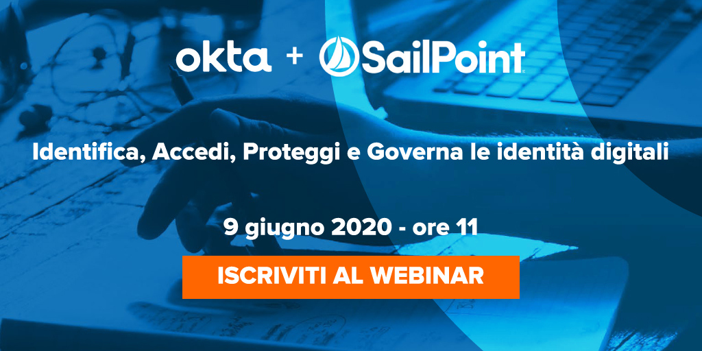Comedata's tweet photo. I leader di #AccessManagement "@okta" e di #identitygovernace & Administration "@SailPoint" insieme per garantire #accessi sicuri
Partecipa al #webinar del distributore @Bludis_it 9 giugno ore 11:00 https://t.co/jQppkdAPyY https://t.co/WqSn1PEiak