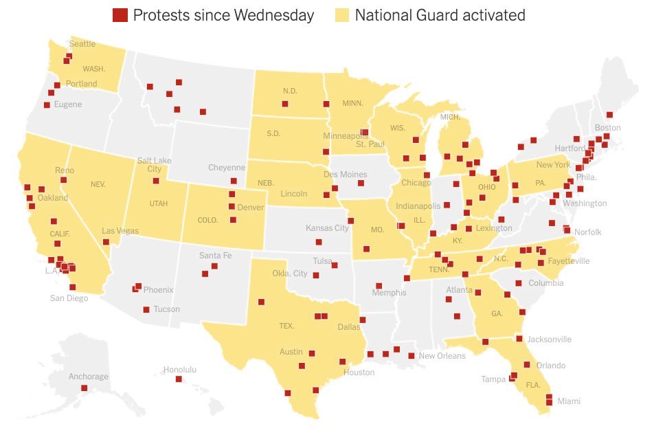 Protests in at least 140 citiesNational Guard in at least 21 statesThanks for sharing  @JohnCho__  #georgefloyd  #BlackLivesMatter    #georgefloydprotests  #nationalguard  #minneapolisprotests