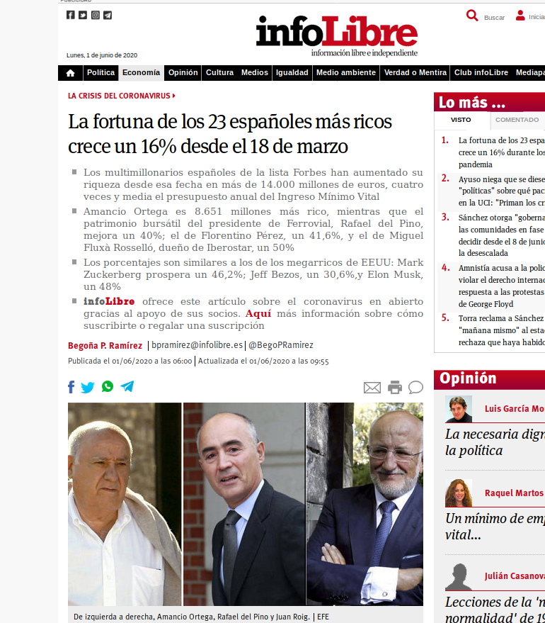 EconoCabreado's tweet photo. La fortuna de los 23 españoles más ricos crece un 16% desde el 18 de marzo.

Impuesto al Beneficio Excesivo: https://t.co/gcA9oWcazy https://t.co/vqc0n8v2eU