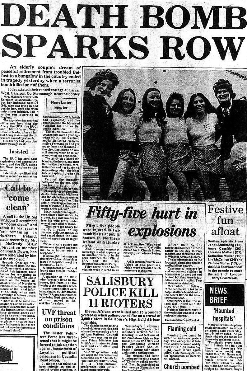 OnThisDayPIRA's tweet photo. #OnThisDay in 1975 the IRA murdered Margaret Kilfedder, 60. Married mother of 5. She &amp; husband were sleeping in their home close to Garrison having moved to the area from Belfast to escape violence. Bedroom wall came in after cylinder bomb exploded https://t.co/3Auj893D76 #OTD https://t.co/G4x759oL7j