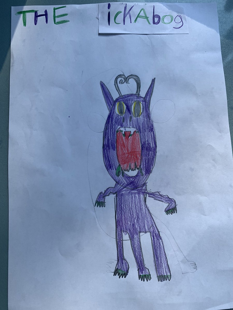 pathoolie's tweet photo. @jk_rowling My 7 y/o daughter Sofia drew King Fred and the Ickabog over the weekend. She’s loving the story! She thinks the Harry Potter books are the best! You are her favourite author! #theickabog https://t.co/13CTttRfd8