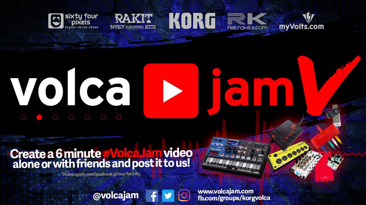 VolcaJam's tweet image. VolcaJam V is NOW ON!

To enter post your video to 
the Korg Volca Group: fb.com/groups/korgvol… 
Twitter: 
Instagram: instagram.com/volcajam/

PRIZES from @KorgUK @RetrokitsDev @MyVoltsTweets @rakit_kits @six4pix 

#korgvolca #volcajam #volca #Competition