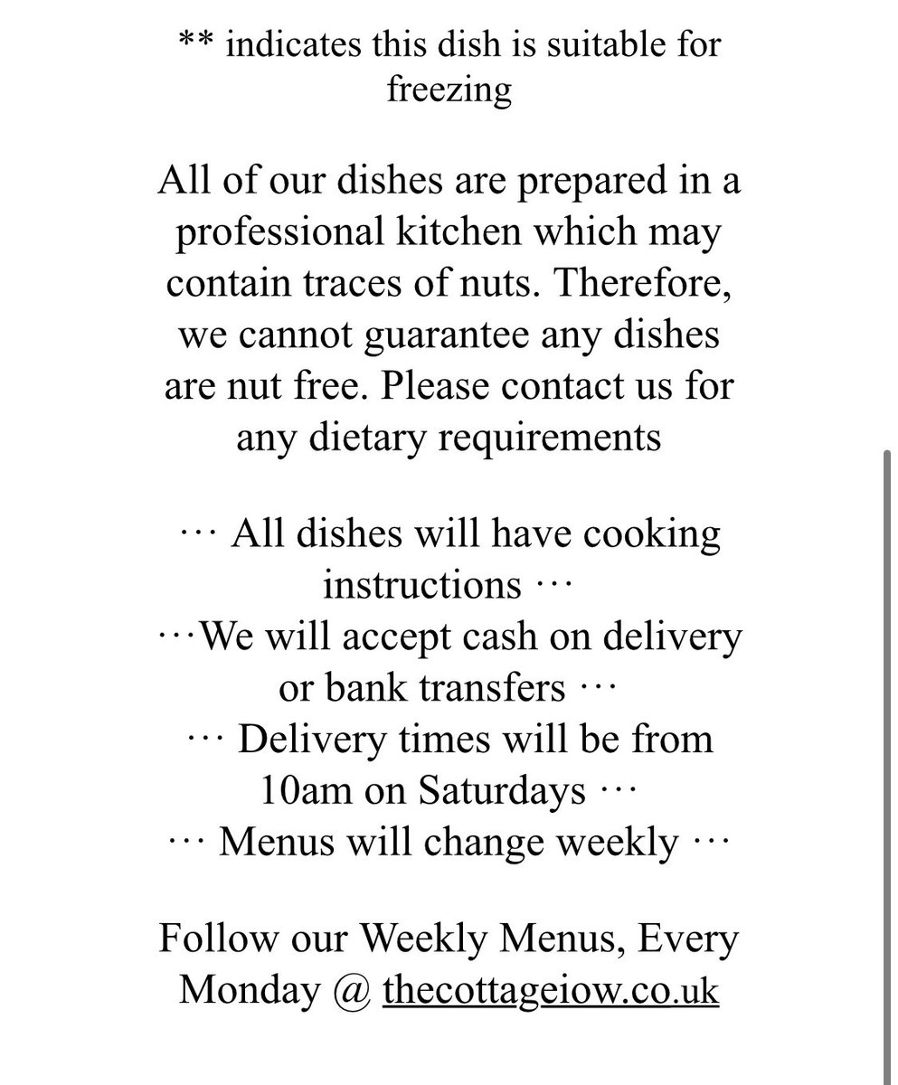 Heat and eat menu for next week place your orders now, for delivery Saturday 6th June