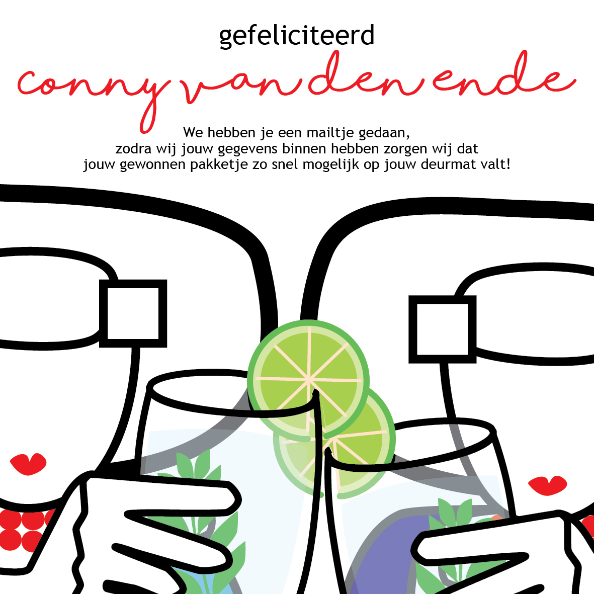 En de winnares is Conny van den Ende #proost #gefeliciteerd #illi10jaar