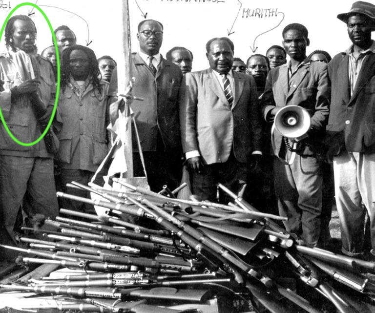 20/Field Marshal Baimungi M’Marete wa M’Ikandi (1924 - 1965) was Kimathi's deputy and took over leadership after Kimathi was hanged in 1957.Baimungi was a soldier in WWII and learned how to make guns during the war, a skill that he applied to great effect in arming the KLFA