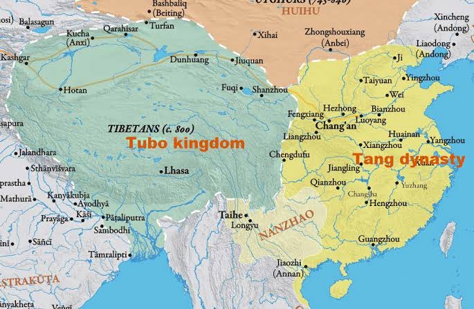 Then Tibten Empire arose out of Lhasa Valley, throw off Zhang Zhung yoke and became new dominant power in Tibetan Plateau and beyond. Largest extent of Tibetan Empire stretched from Gulf of Bengal to Afghanistan