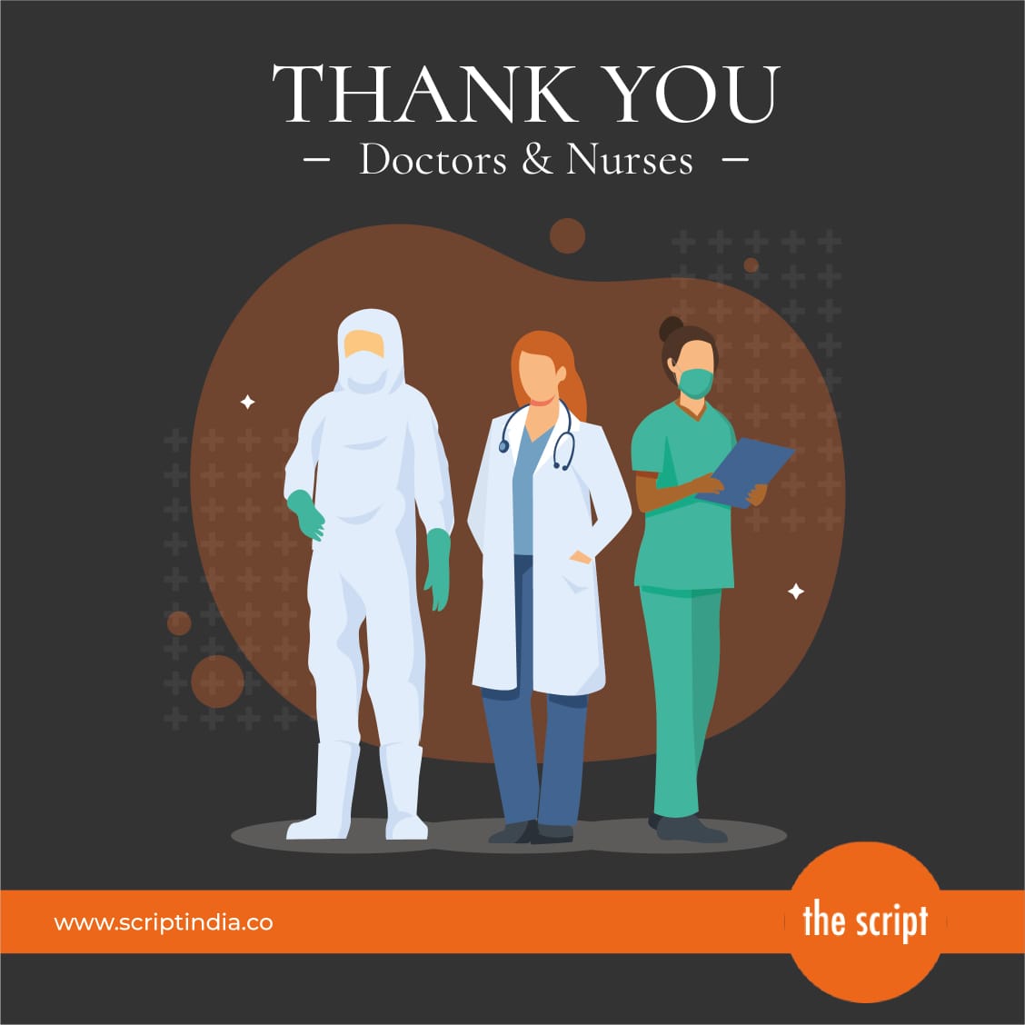 ScriptWithUs's tweet image. Thank you to our doctors, nurses, and medical staff who are relentlessly working in this fight against COVID-19.
#ThankYou #Healthcareworkers #CovidFrontliners #Heroes #COVID19 #Gratitude #CoronavirusPandemic  #IndiaFightCoronavirus #StaySafe