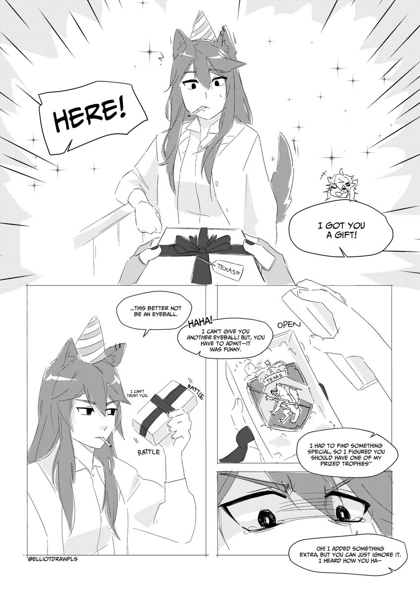 happy birthday texas ? a short texlapp comic  #明日方舟 #アークナイツ #Arknights 1/2
(CN Ver in comments) 