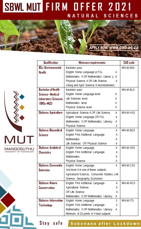 mut_schools's tweet photo. A chance to apply for our Natural Sciences courses. Apply through https://t.co/86Mm3GbDIn before 30 September 2020. #sbwl #education https://t.co/RrVPn1Smaw