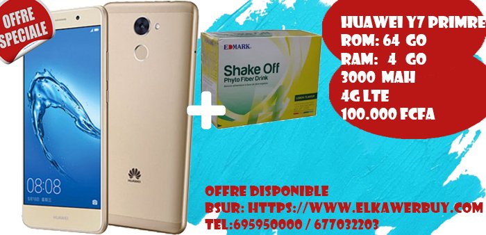 #huawei y7 prime + 1 shake off à seuleument 100.000 fcfa tel:695950000/677032203 
Site: elkawerbuy.com