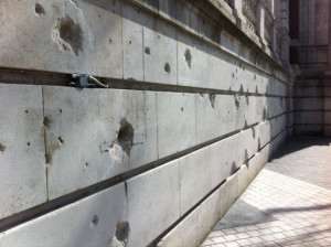 A lot of London was rebuilt after the bombings - you always notice gaps in terraced houses - but there's still evidence of damage today. They left the shrapnel scars in the walls of the V&A Museum for prosperity - you can see them today.