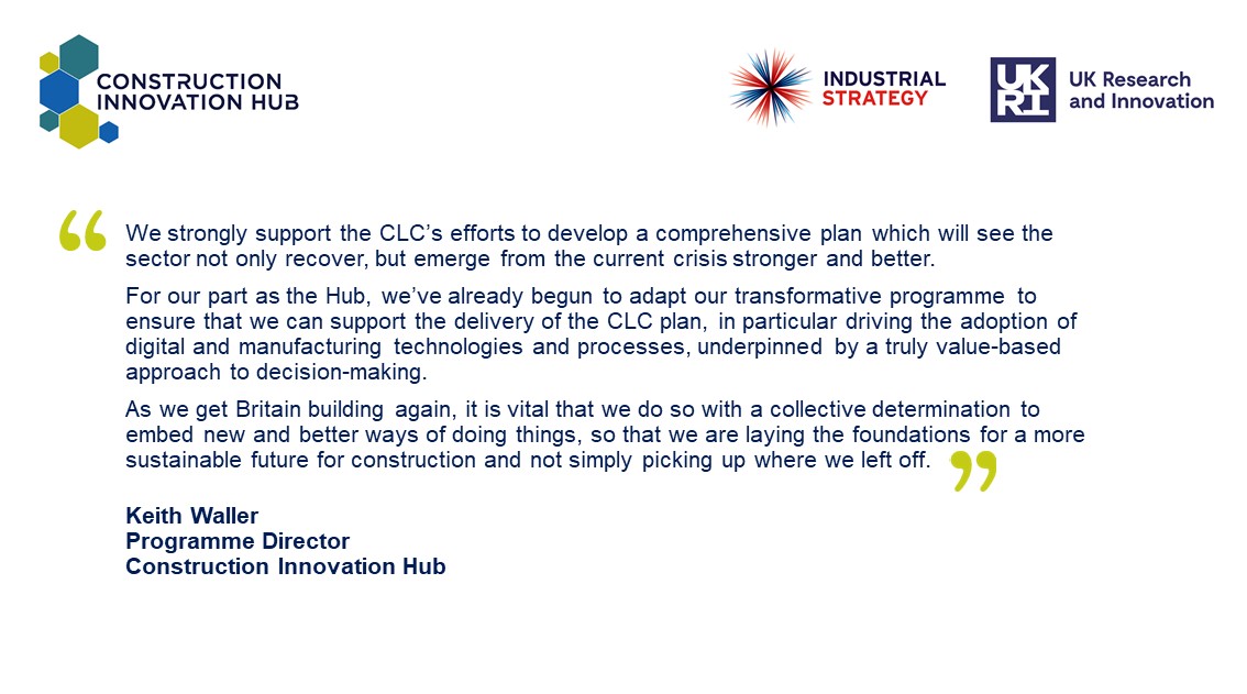 📢The Construction Leadership Council has launched the “Roadmap to Recovery”, a two years #COVID19 industry #recovery plan. We strongly support the CLC’s efforts to develop a plan which will see the sector not only recover, but emerge from the current crisis stronger and better.