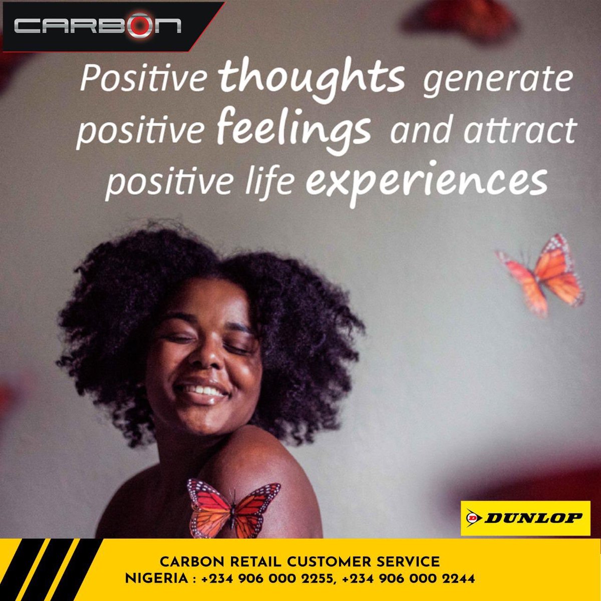 carbonretail's tweet photo. More Smiling, Less Worrying 😊

#StayPositive #StaySafe #MotivationalMonday #CarbonRetail #DunlopNigeria https://t.co/Ql5P3IcS4p
