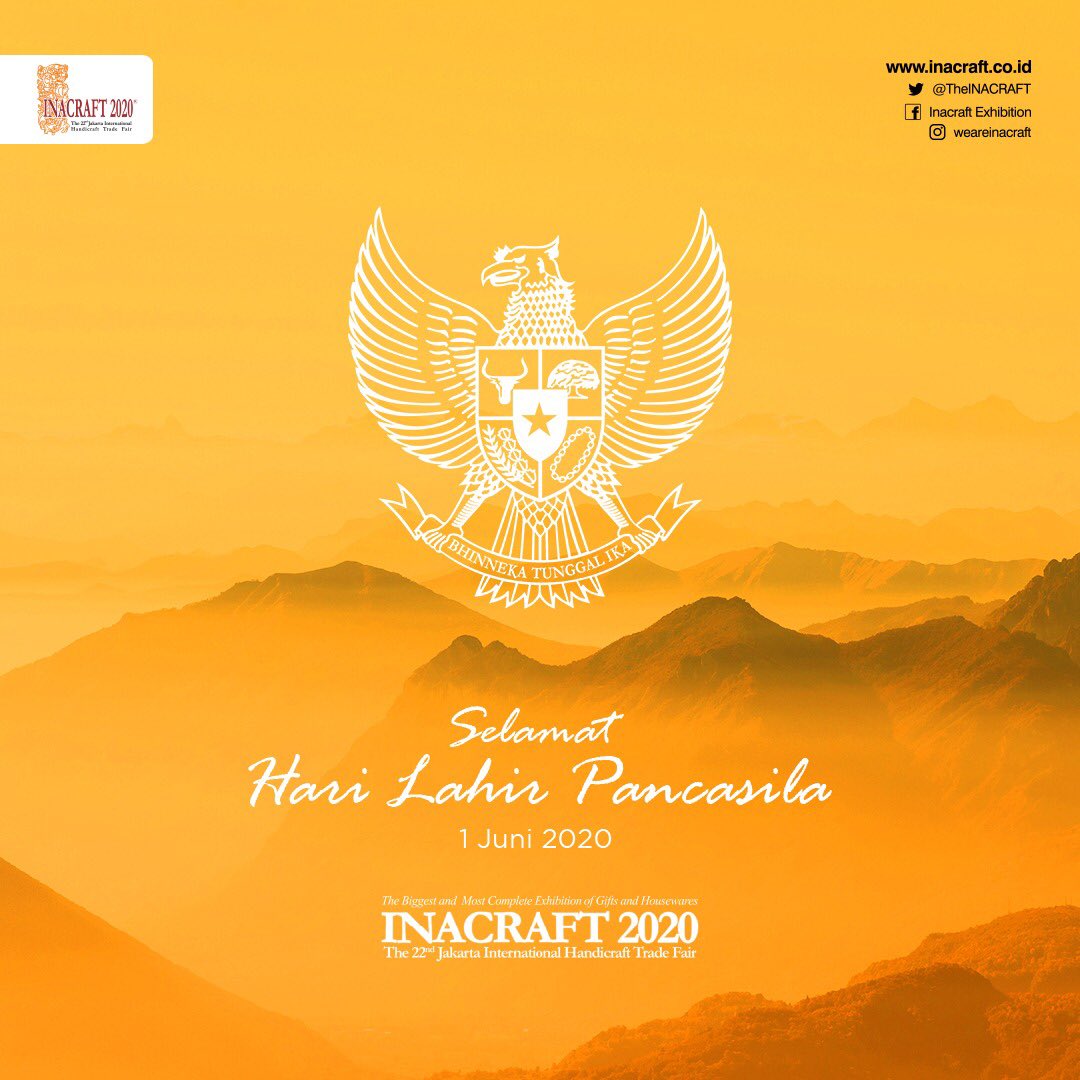 Pancasila dasar negara
Rakyat adil makmur sentosa
Pribadi bangsaku
Ayo maju.
Selamat memperingati Hari Lahir Pancasila, mari teruskan cita-cita luhur pendiri bangsa.
.
#INACRAFT #INACRAFT2020 #UKMbangkit #ASEPHIbangkit #BanggaBuatanIndonesia #LocalPride