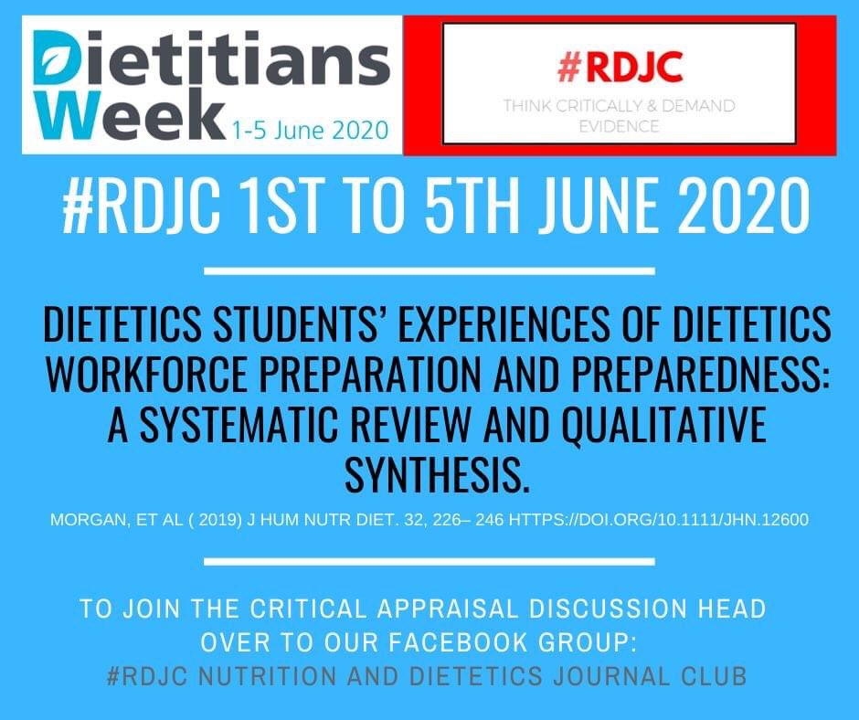 Rds Journal Club On Twitter Dietitiansweek2000 Whatdietitiansdo Diversityindietetics This Weeks Rdjc Paper Examines Student S Experience During Their Dietetic Training And Identifies 4 Themes Which We Will Explore Daily You Can Respond To