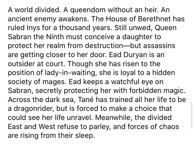 The Priory of the Orange Treepotentially one of my favorite books ever, although it took me SO LONG to finally pick it up.. 11/10 gay and dragons, PLUS the author wants to cast katie as sabran <3