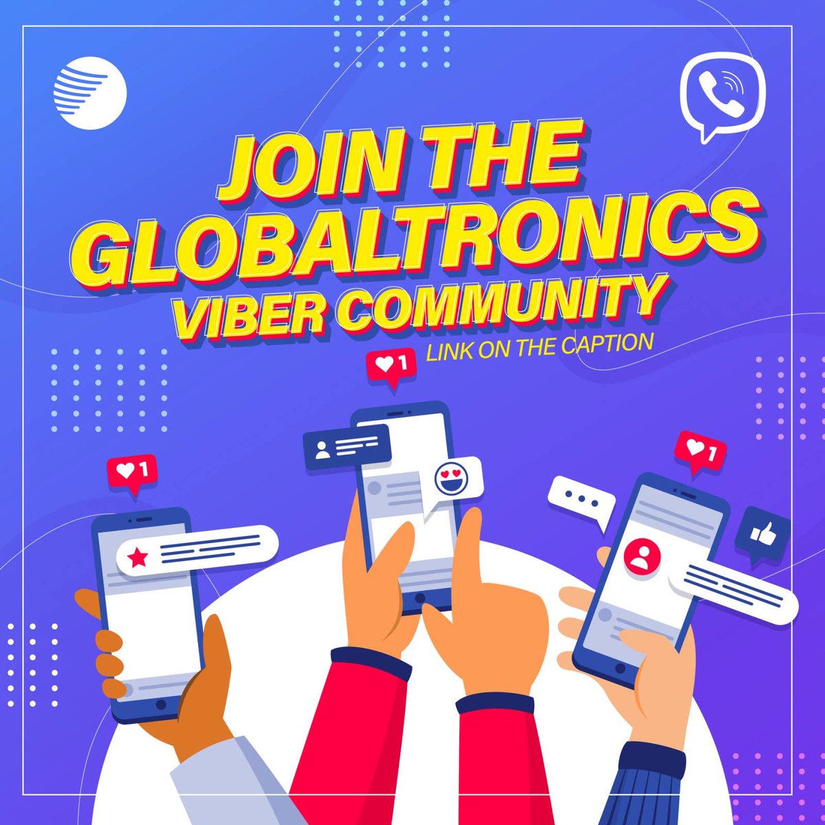 GlobaltronicsPH's tweet photo. We’re happy to announce that Globaltronics is now on Viber!

know the latest updates, promo deals, announcements, services, and advisories by clicking the link below.

Join our Viber Community NOW! Join Globaltronics Partners on Viber https://t.co/F1Uf2KsWQn

#GlobaltronicsPH https://t.co/xaIuL3YtQU