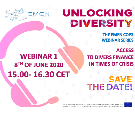 InterCulturalD2's tweet photo. The first online event of the UNLOCKING DIVERSITY  webinar series "Access to divers finance in times of crisis" will take place on the 8th of June 🗓 from 3 to 4.30pm CET 
https://t.co/dQdrTcrMPR https://t.co/THN7226vVi