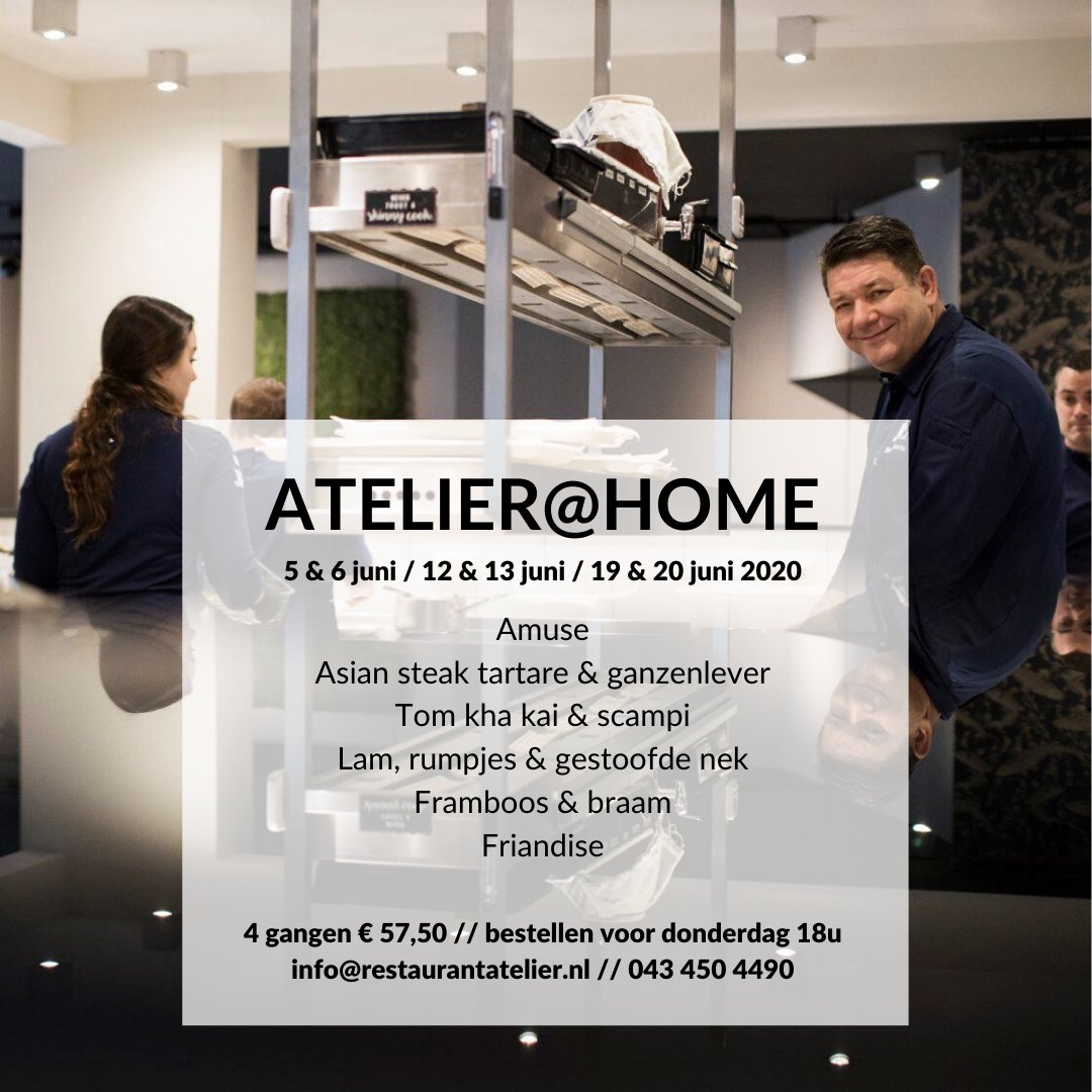 We mógen weer gasten ontvangen, eindelijk! Maar voor wie nog wel aan huis gebonden is, voor de grotere gezelschappen of voor mensen die er thuis een gastronomisch feestje van willen maken hebben we Atelier@Home: restaurantatelier.nl/nl/menu/atelie…