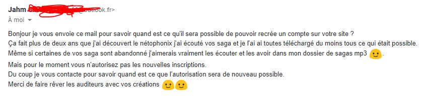 TeamJavras's tweet image. Ce genre de mail qui fait plaisir ! :)
#SagaMP3 #Javras #Auditeur