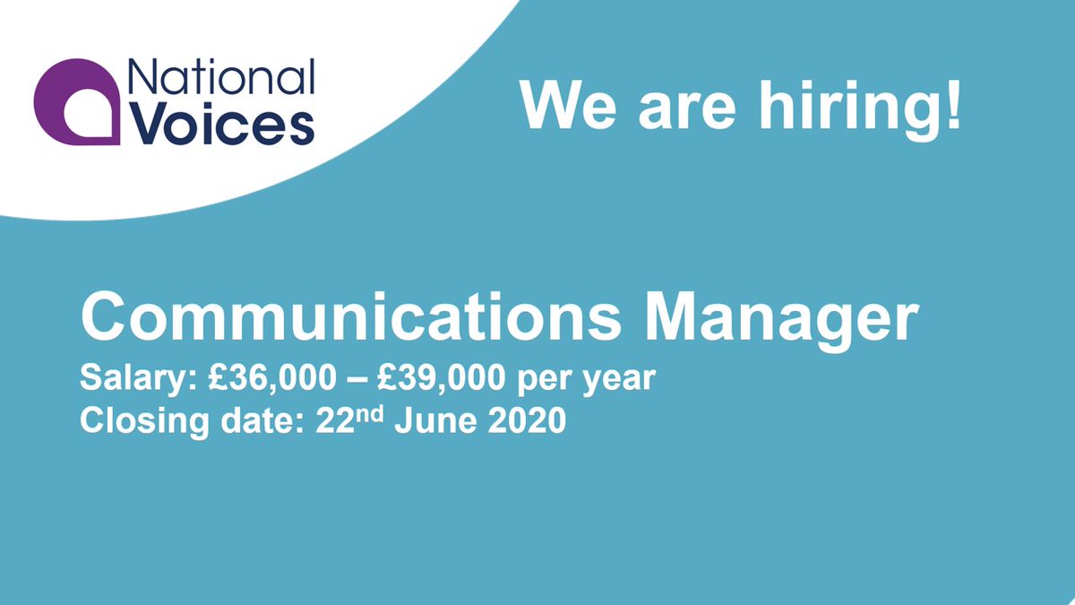 📢We are hiring! Communications Manager. Salary: £36,000 - £39,000 per year. Closing date: Mon, 22nd June. Please share this new role with anyone you know who'd be interested in applying. Application details on our website. #charityjobs #commsjobs  nationalvoices.org.uk/about-us/vacan…