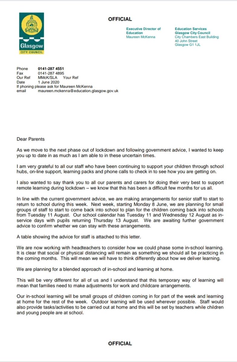 stmargaretglas's tweet image. Dear Parents/Carers
Please see the attached letter from Maureen McKenna